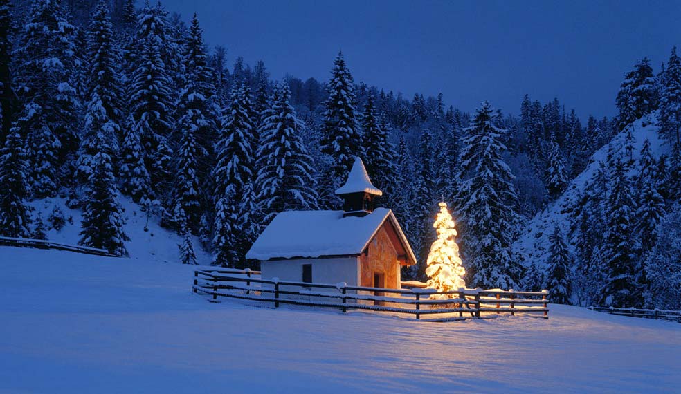 A beautiful alpine scene as the evening draws in