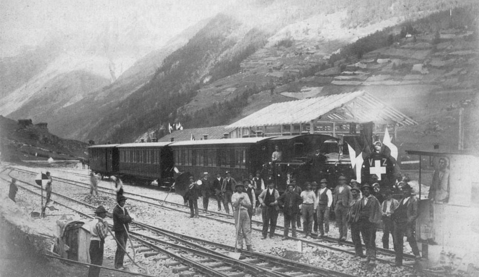 Railway workers constructing the line to Zermatt