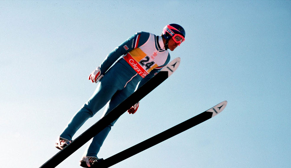 A Ski Jumper, mid flight