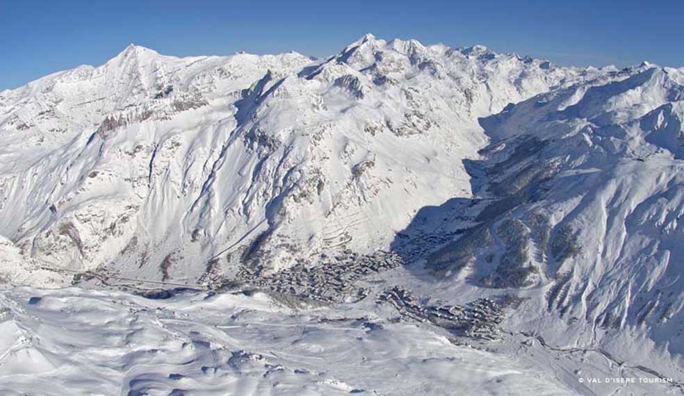 Val D'Isere nestled in the valley