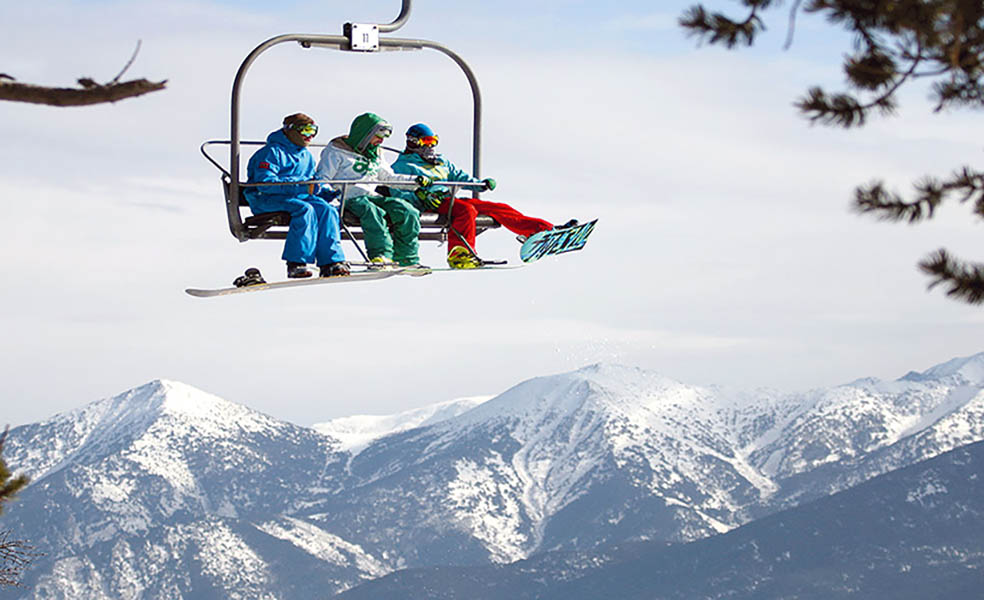 Enjoying the views from a typical chair lift