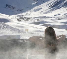 Soaking in a bubbling hot tub