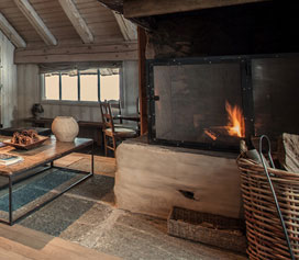 self catered ski chalet fireplace